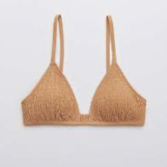 Aerie NWT Real Good Smocked Triangle Bikini Top - Picture 1 of 4